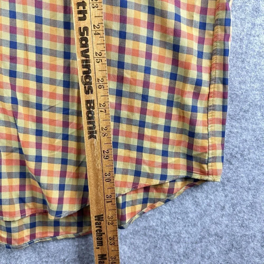 Scott Barber Shirt Mens XL Gingham Plaid Preppy Cotton Button Down Pocket LS